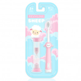 Детская зубная щетка Revyline Sheep 3+ с песочными часами, розовая