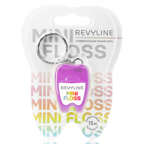 Зубная нить вощеная Revyline floss mini, полиэстер с бамбуковым углем, 15 м, сиреневая