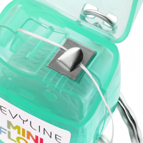 Зубная нить вощеная Revyline floss mini, полиэстер с бамбуковым углем, 15 м, бирюзовая
